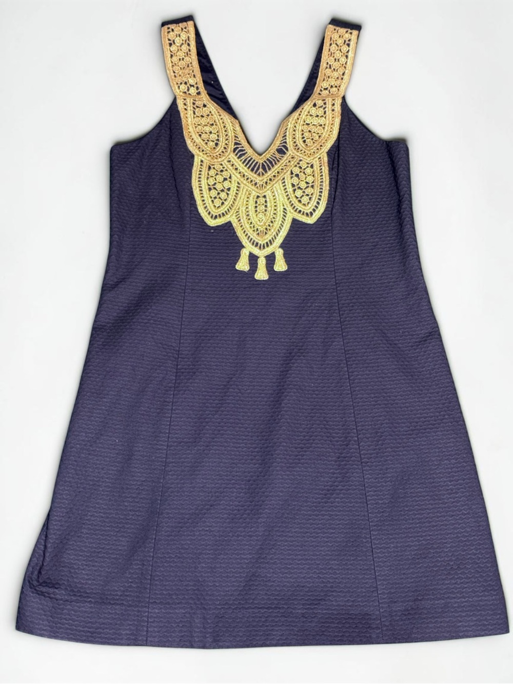 Lilly Pulitzer Largo Gold Embroidered Shift Dress Size 10 MSRP $198 - Picture 2 of 5